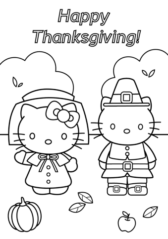 Hello Kitty Thanksgiving Coloring Page